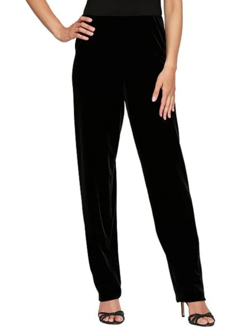 Alex Evenings women Stretch Velvet Slim Leg Flat Front Pull-On Pants Size SMALL